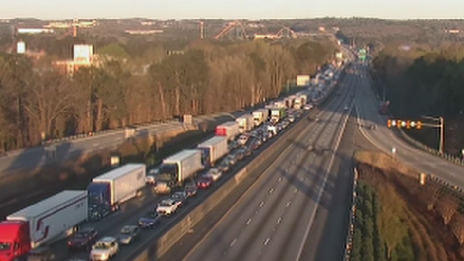 Fiery crash leaves traffic on I-20 eastbound at standstill | FOX 5 Atlanta