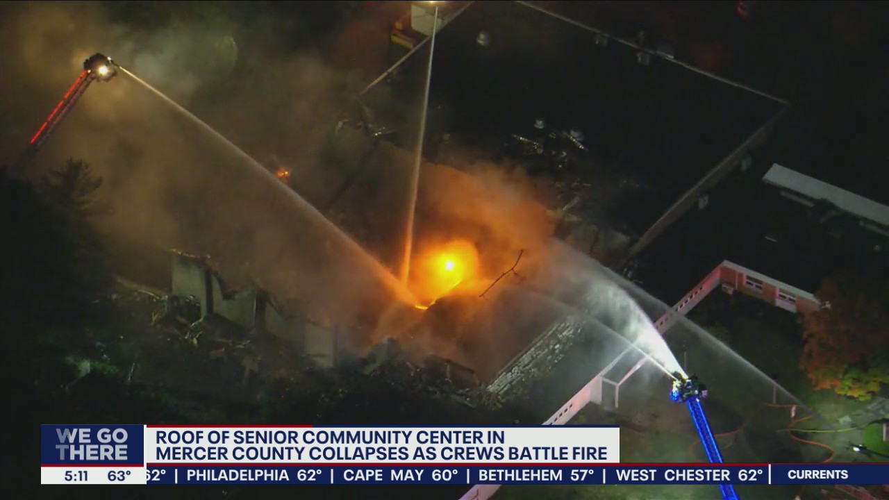 Roof of Ewing Senior and Community Center collapsed as crews battled 3-alarm fire