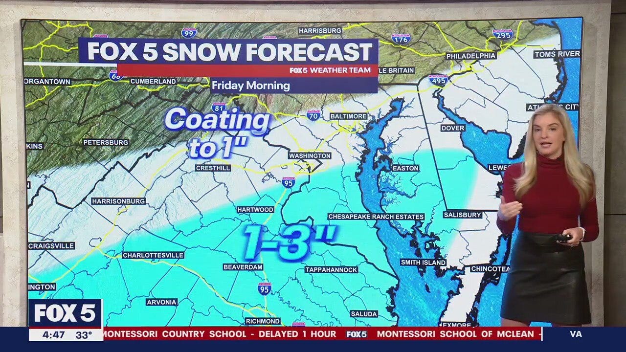 DC weather: Snow falls across parts of region early Friday morning