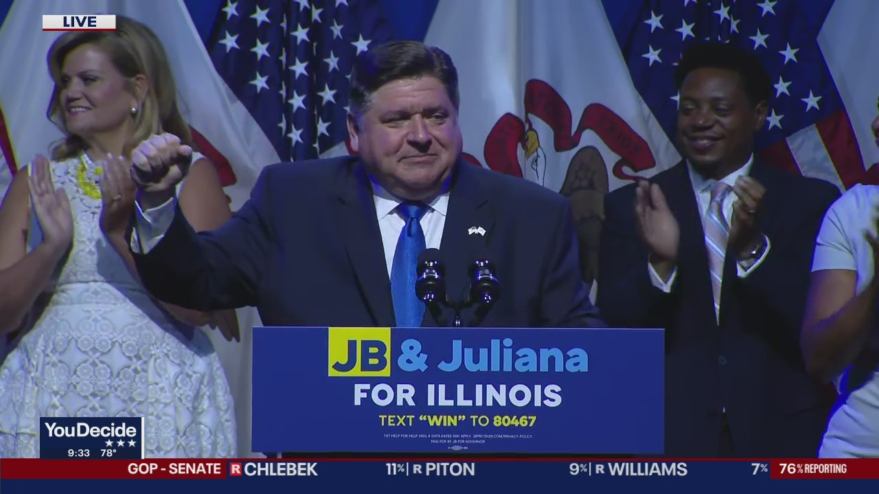Illinois primary: Gov. JB Pritzker addresses supporters in Chicago