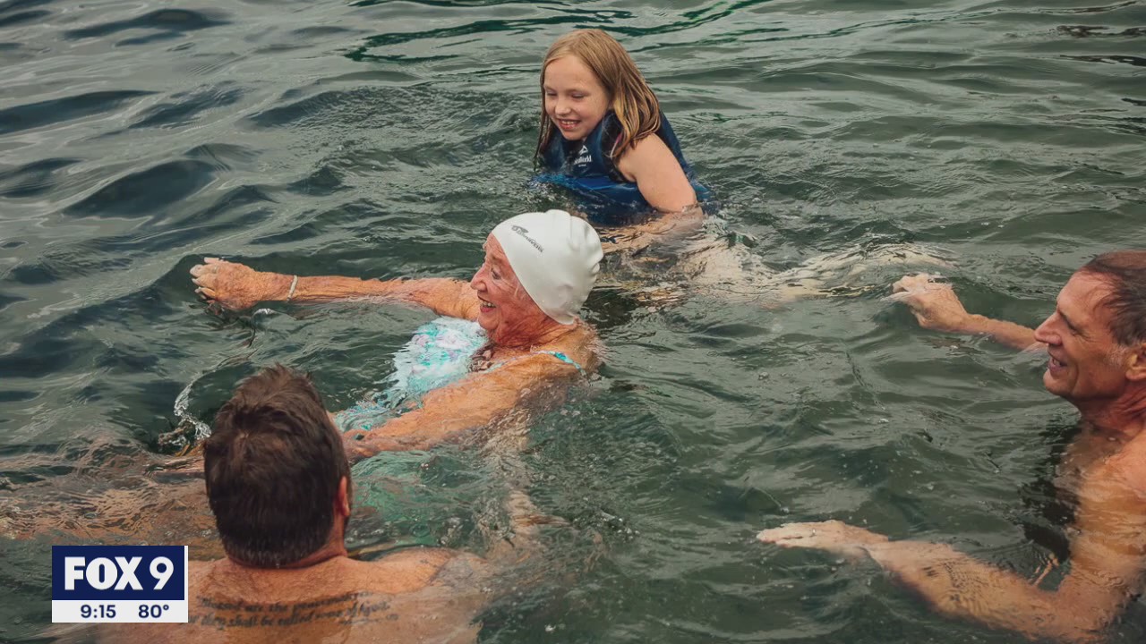 95-year-old grandmother swims across Anoka County lake for fundraiser
