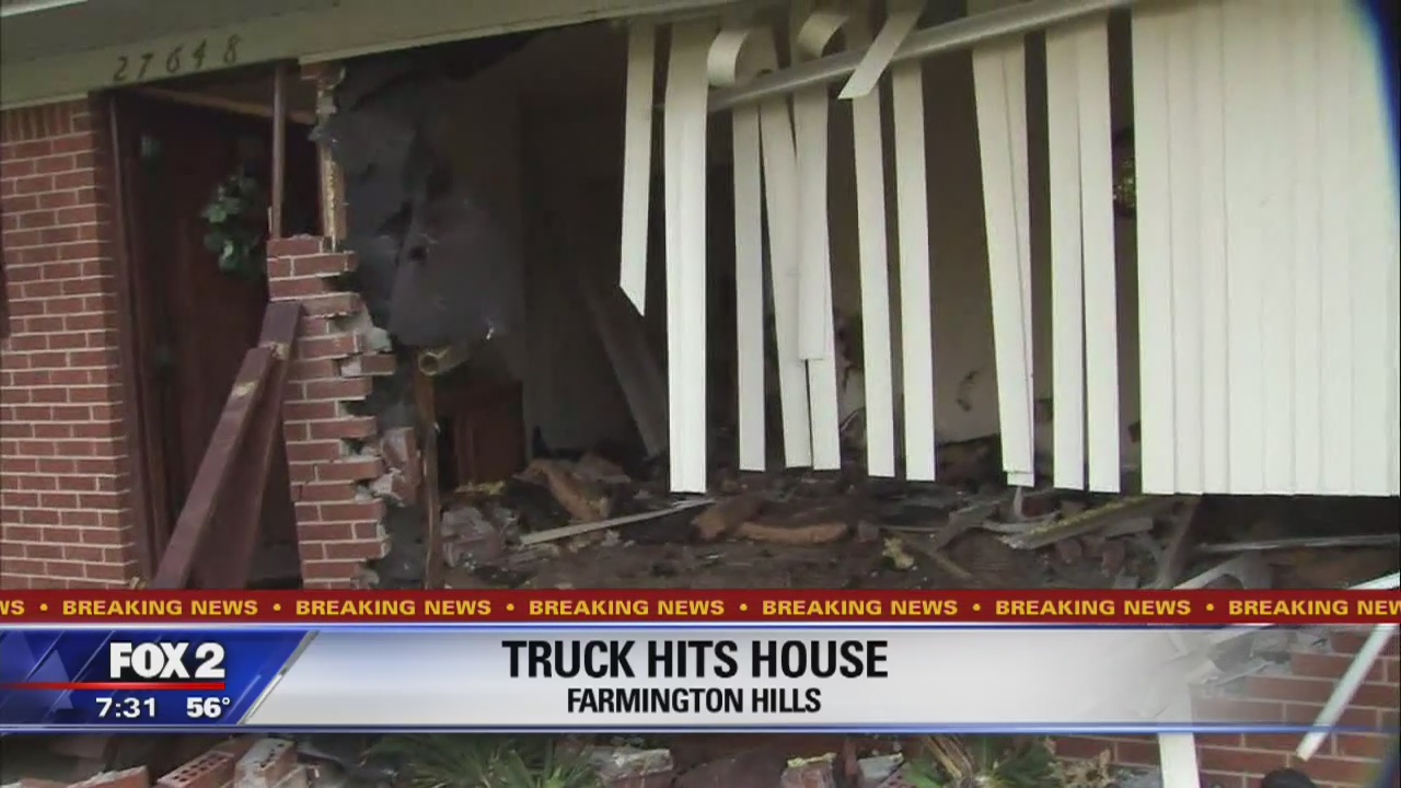 Truck barrels into house in the middle of the night in Farmington Hills