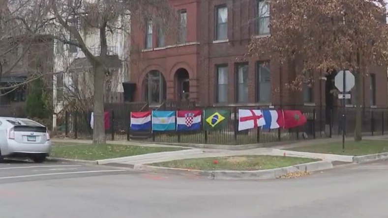 Chicago man celebrates World Cup with flag display