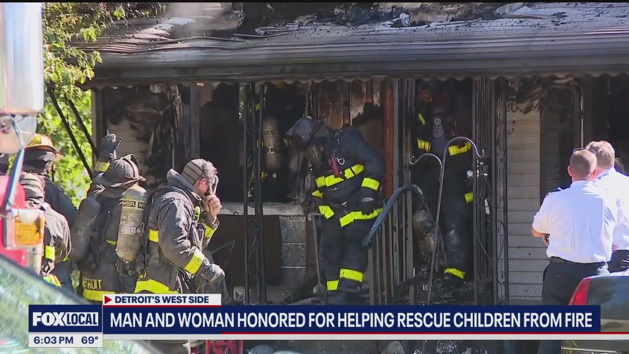 Man and woman honored for helping rescue children from Detroit fire