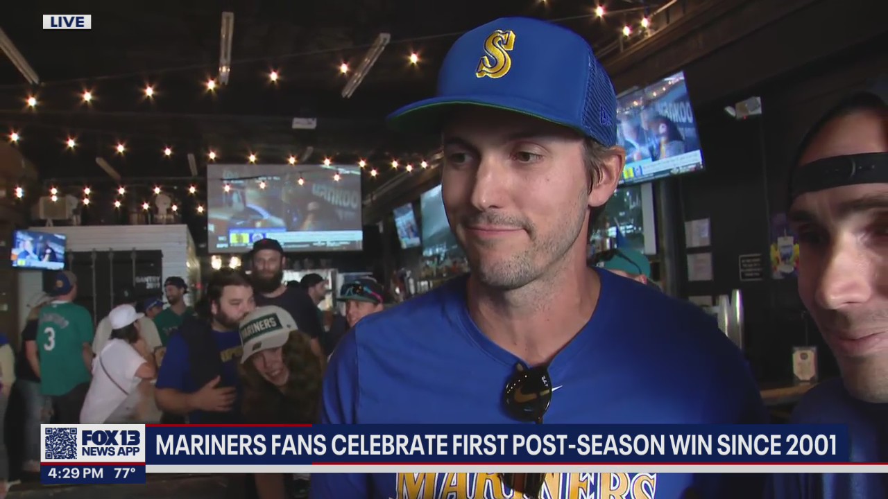 Seattle Mariners fans celebrate first post-season win since 2001
