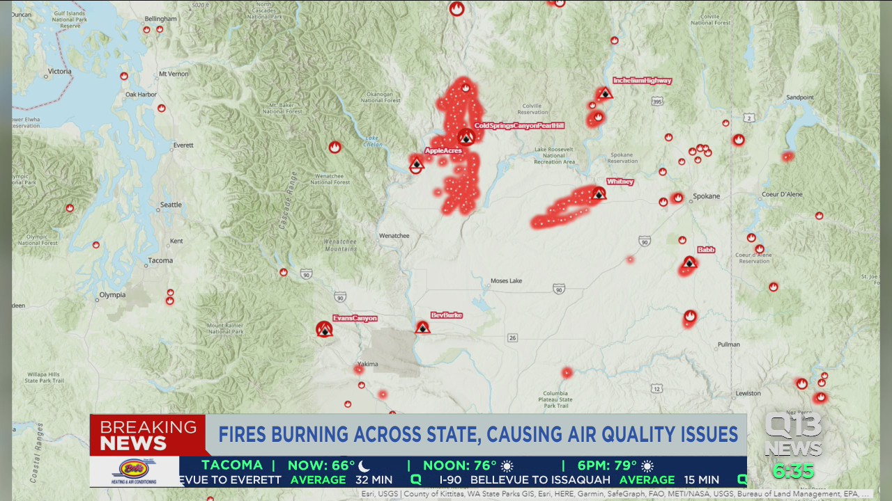 Air quality poor statewide as wildfires burn