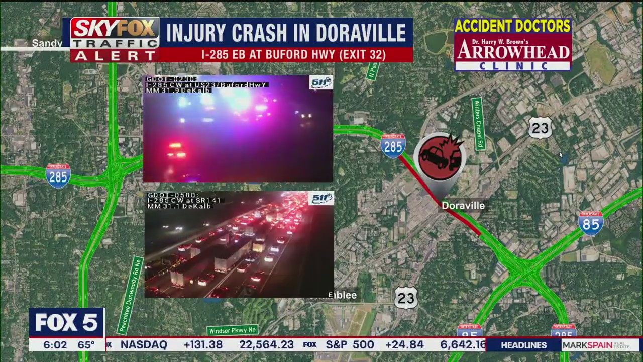 Serious crash on I-285EB at Buford Highway