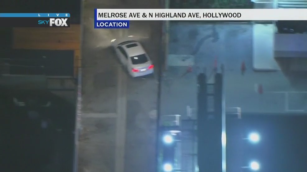 Stolen vehicle pursuit in Hollywood