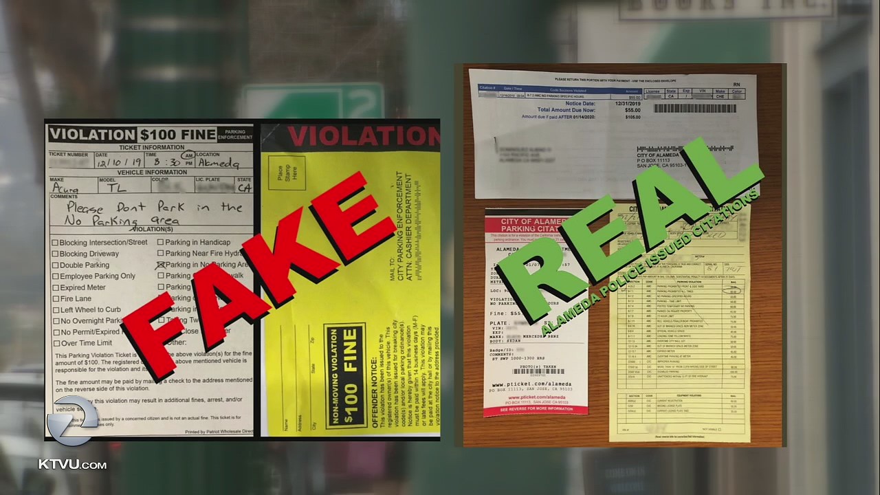 Alameda police warn of fake parking tickets