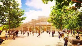 Athletics stadium rendering in Jack London Square
