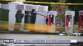 Tesla charging stations damaged in Lacey, WA