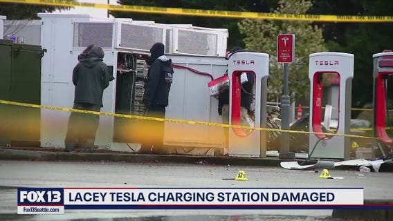 Tesla charging stations damaged in Lacey, WA