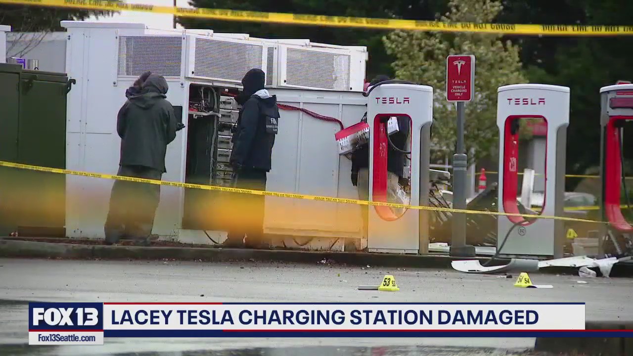 Tesla charging stations damaged in Lacey, WA