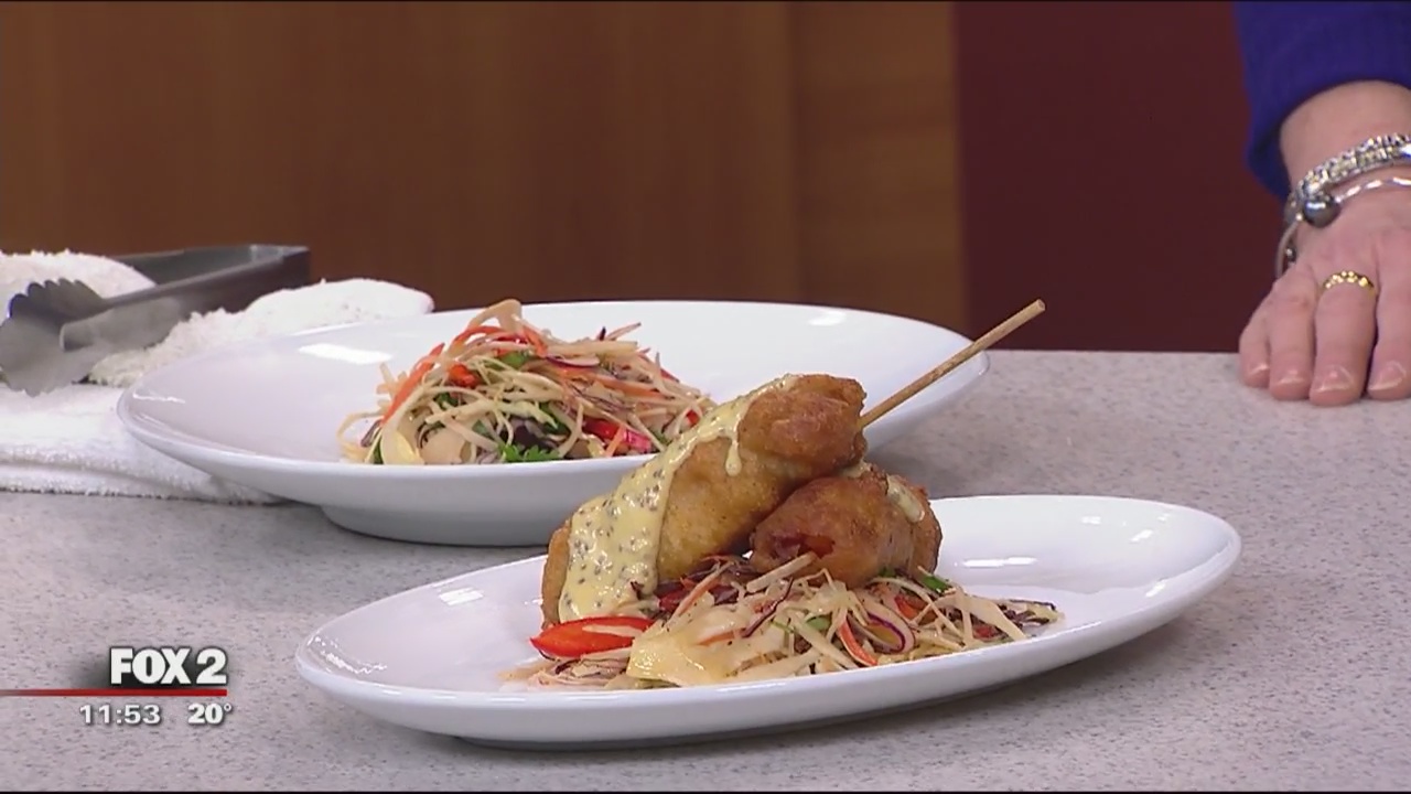 Lobster corn dogs with cabbage slaw recipe