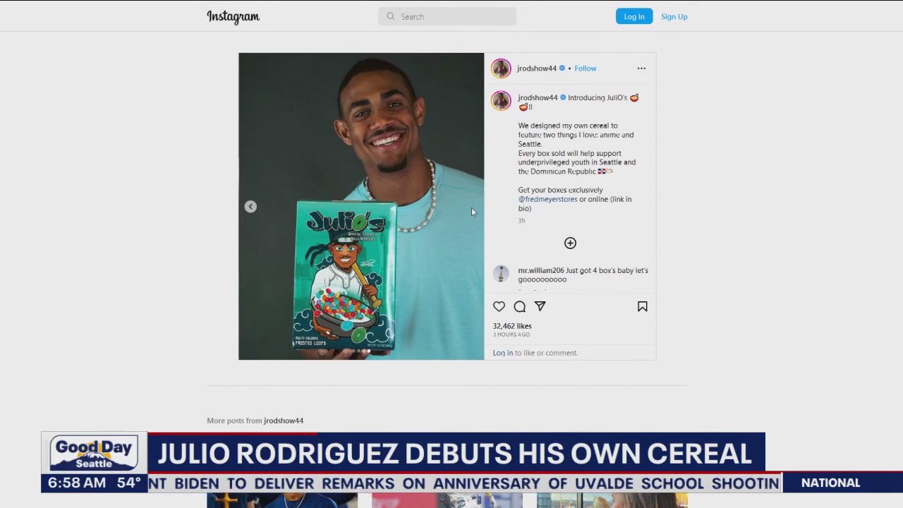 Seattle Mariners star Julio Rodriguez launches cereal JuliO's to support underprivileged kids