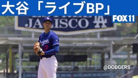 Shohei Ohtani pitches live BP at Dodger Stadium