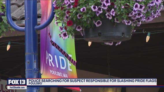 Downtown Poulsbo pride flags slashed, police looking for info