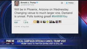 Trump cancels event in Phoenix, then tweets confirming event