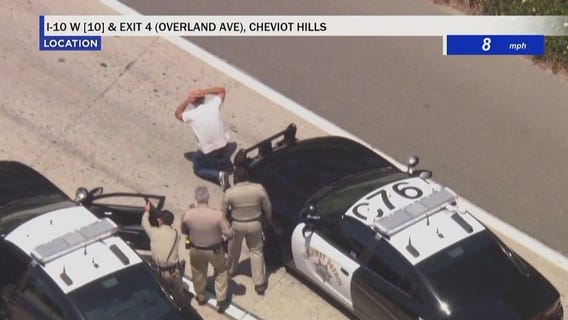 Suspect arrested after tire goes flat on 10 Freeway