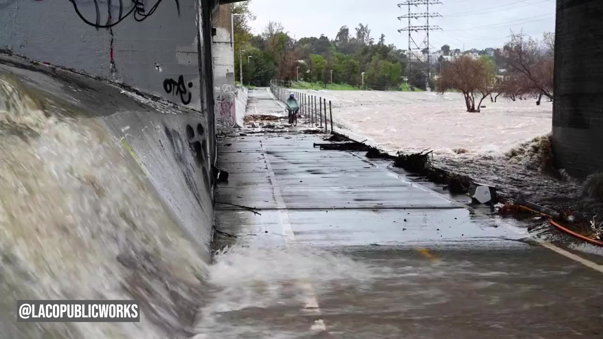 LA River 'flowing strong' amid winter storms