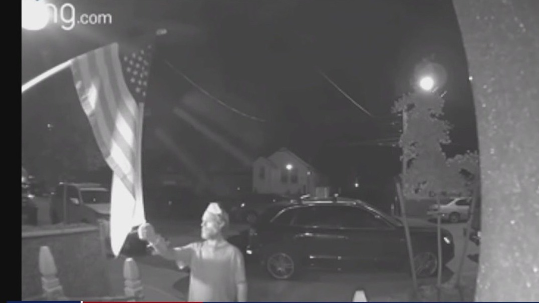 NYPD: Man set American flag on fire