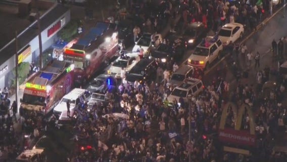 Fans in East LA pack streets after Dodgers win