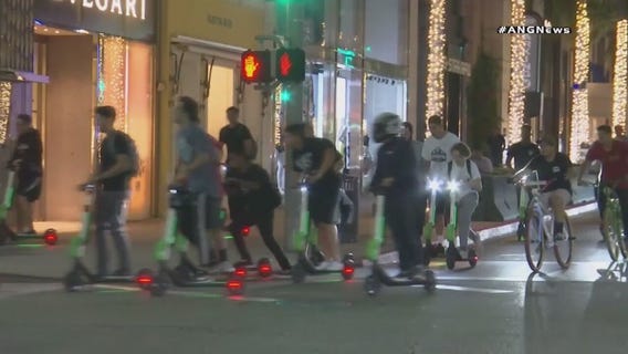 Scooter riders take over Beverly Hills, Century City
