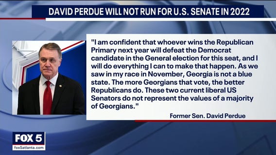 Former Senator David Perdue announces he will not run in 2022
