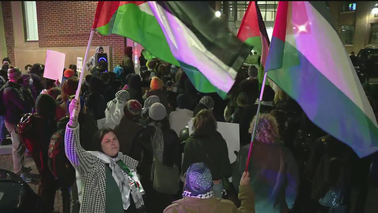 Hundreds attend pro-Palestinian protest at University of Michigan administrative building in Ann Arbor