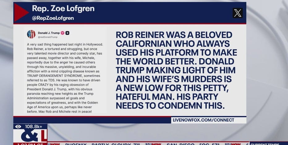 Trump on Rob Reiner: Republicans react to president's comment