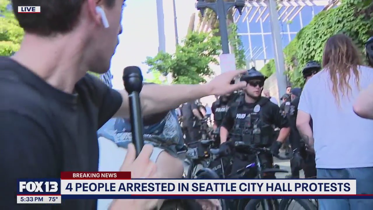 Four people arrested in Seattle City Hall protests
