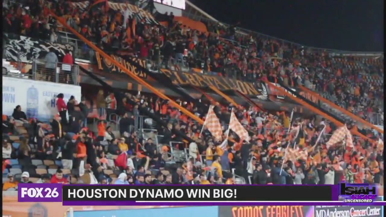 Celebrating the Houston Dynamo's big win