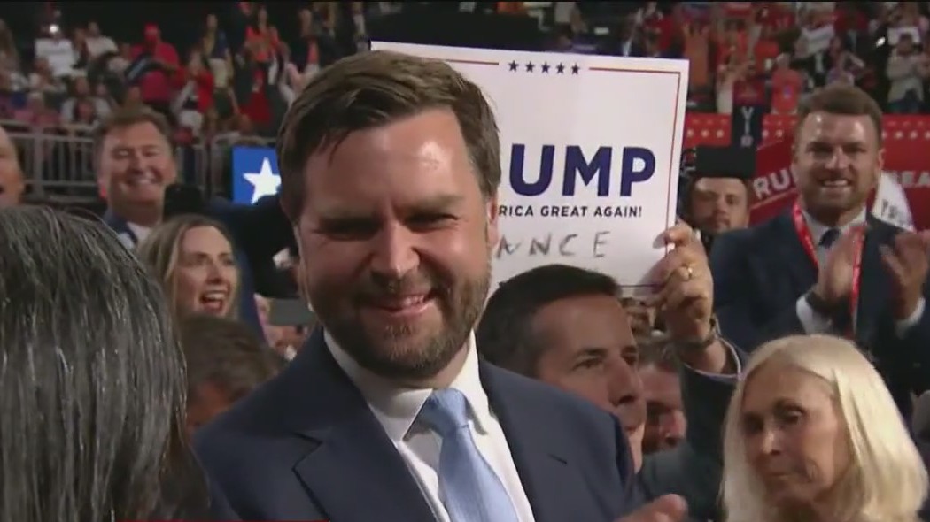 Trump VP pick JD Vance appears on RNC floor as protests occur outside ...