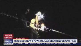 Snow causes power outages, slick roads near Snoqualmie Pass