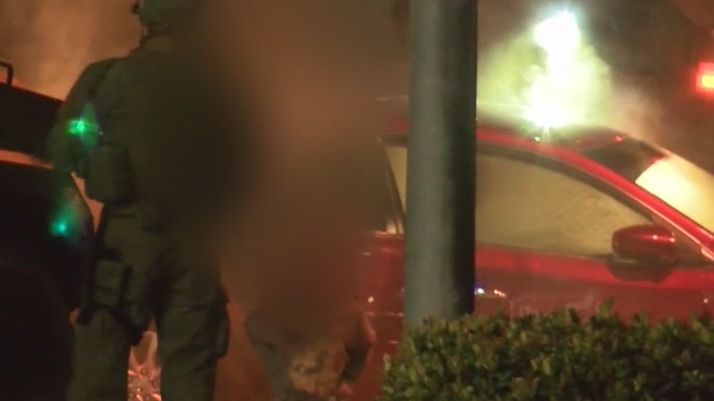 Young passenger exits tear-gassed car after driver leads LASD on chase, crashing into numerous cars