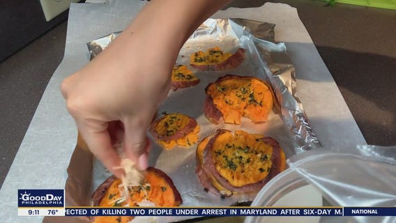 Quarantine Cuisine: Garlic butter smashed sweet potatoes with parmesan recipe