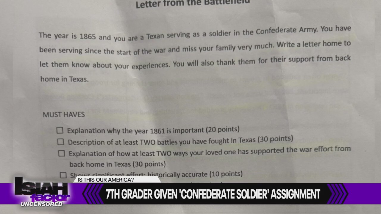 Parent: 7th grade HISD student assigned to write letter from POV of confederate soldier