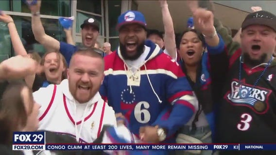 76ers fans ecstatic as the Sixers tie series with Celtics