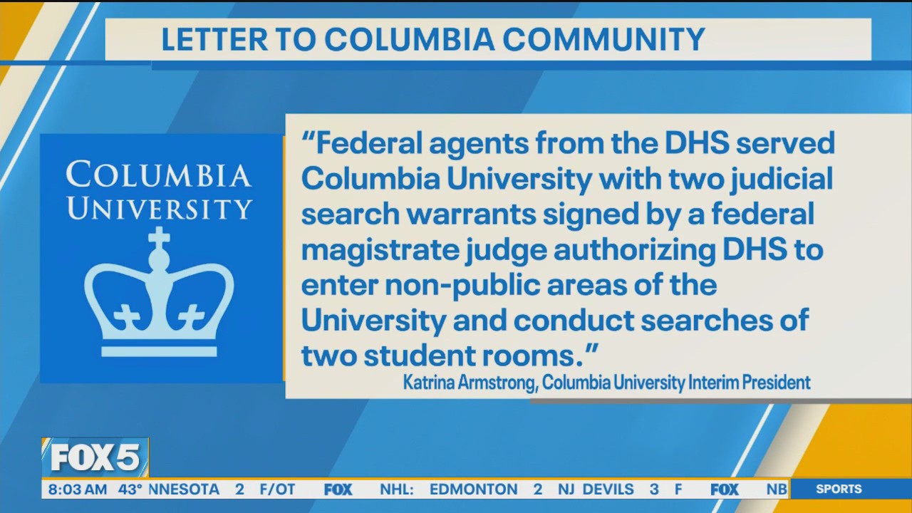 Homeland security searches Columbia University: Latest