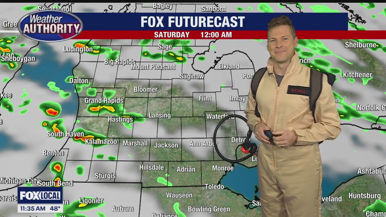 Some sprinkles are possible today but most of Halloween is dry