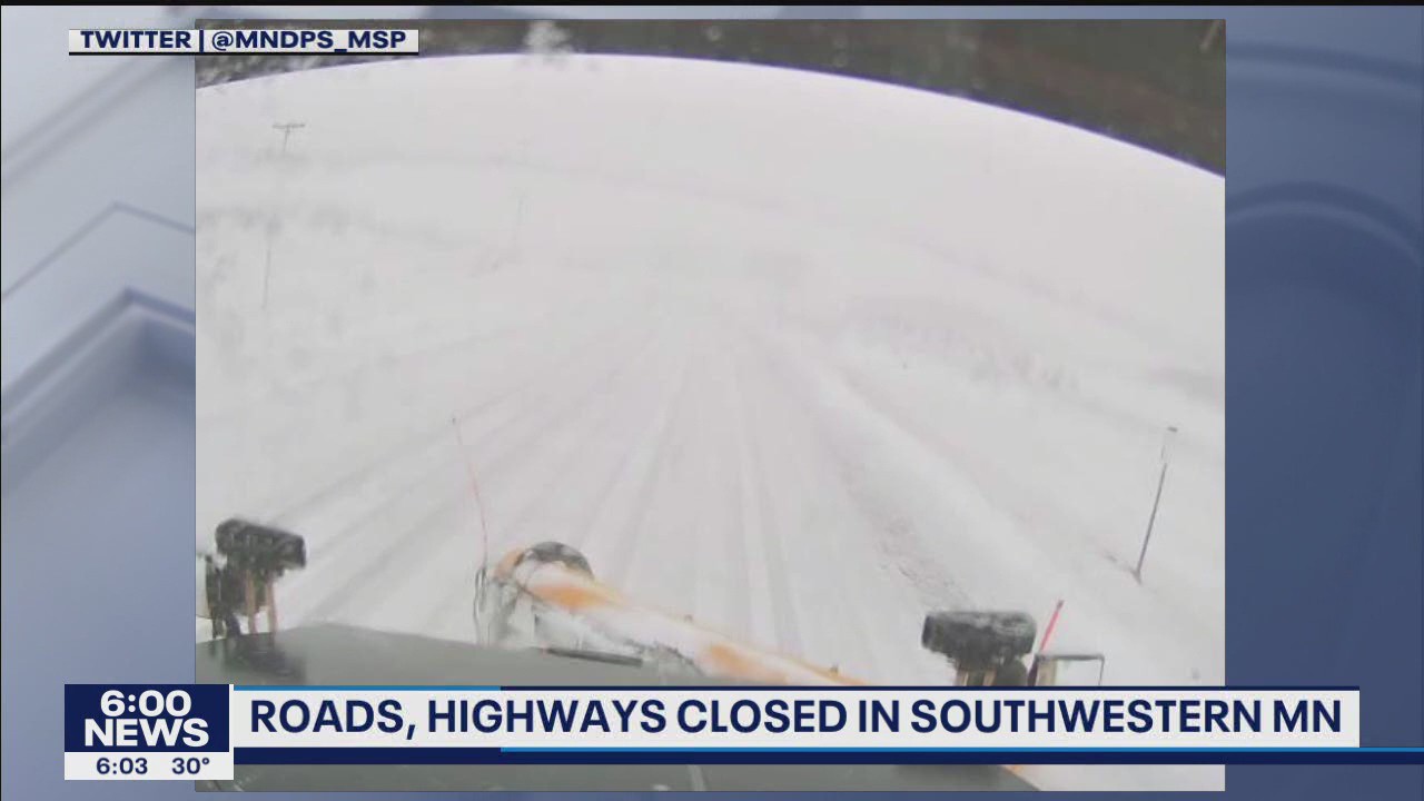 Winter weather closes roads, highways in SW Minnesota