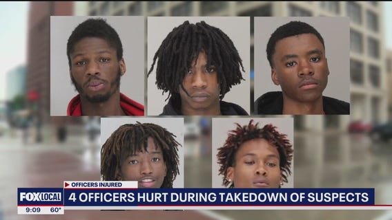 Four officers hurt during takedown of robbery suspects
