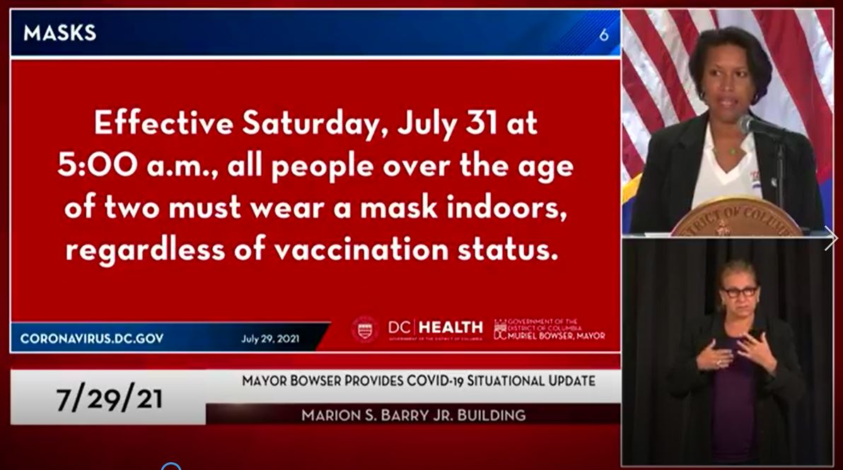 Masks are back in DC, mayor announces