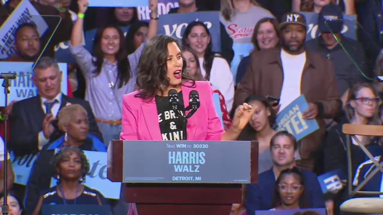 Gov Whitmer speaks at Obama rally for Harris in Detroit