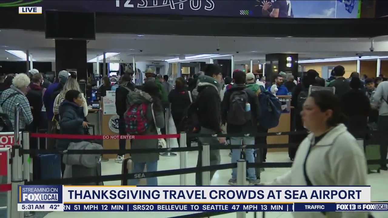Thanksgiving travel crowds at Seattle airport | FOX 13 Seattle