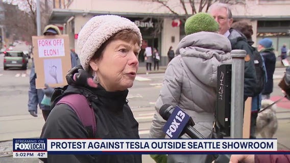 Protest against Tesla outside Seattle showroom