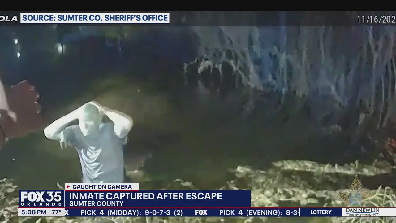 Escaped inmate captured in swampy water after hours-long search