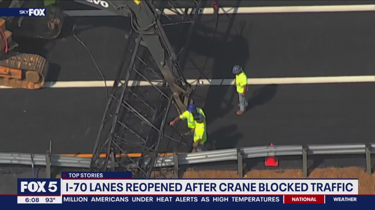 I-70 lanes reopened after fallen crane blocked traffic