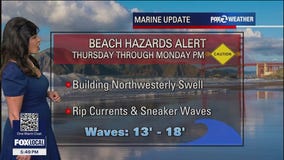 Beach hazard alert along the California coast