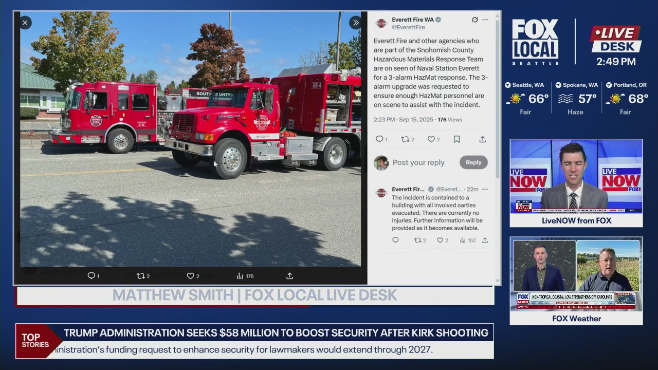 Crews respond to suspicious substance at Naval facility in Everett, WA